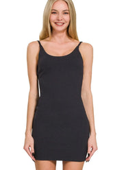Zenana Ponte Spaghetti Strap Bodycon Mini Dress OutfitFlow